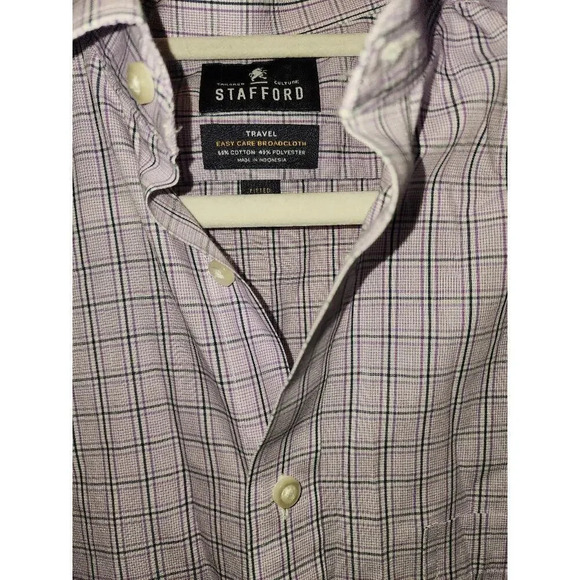 Stafford Travel Fitted Long Dress Shirt Men's 15 - Picture 3 of 4